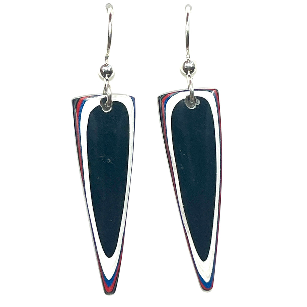 DVH Genuine Ford F150 Fordite Sterling Dangle Earrings  38x11x3mm (6924)