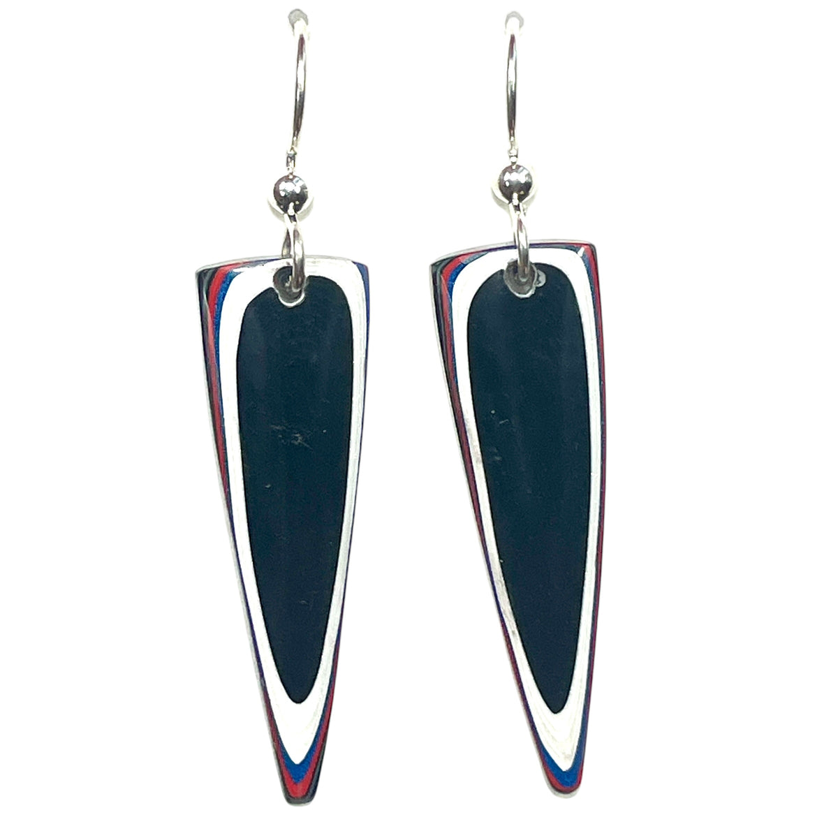 DVH Genuine Ford F150 Fordite Sterling Dangle Earrings  38x11x3mm (6924)