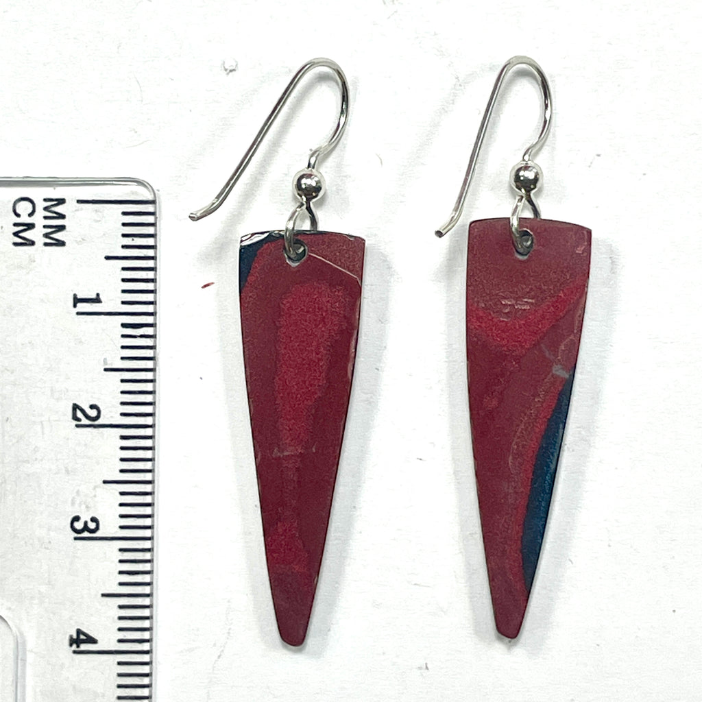 DVH Genuine Ford F150 Fordite Sterling Dangle Earrings  38x11x3mm (6924)