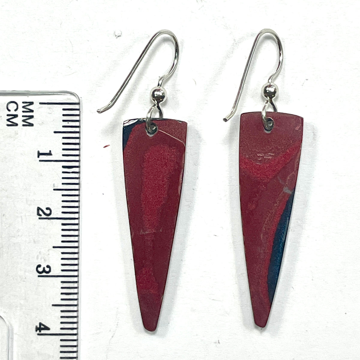DVH Genuine Ford F150 Fordite Sterling Dangle Earrings  38x11x3mm (6924)