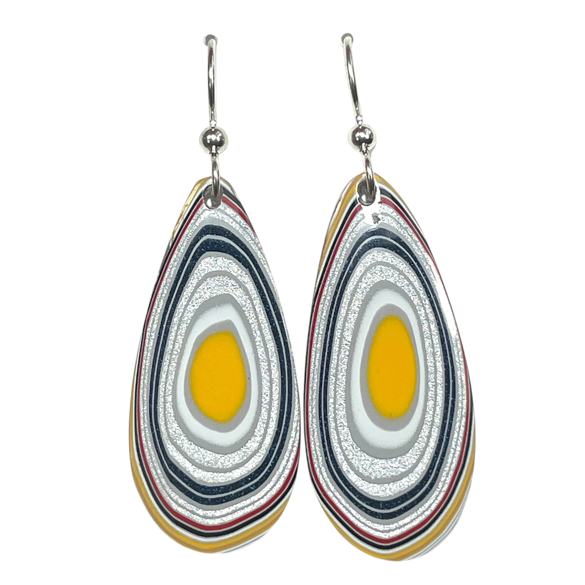 DVH Genuine Ford F150 Fordite Sterling Dangle Earrings 40x17x3mm (6925)