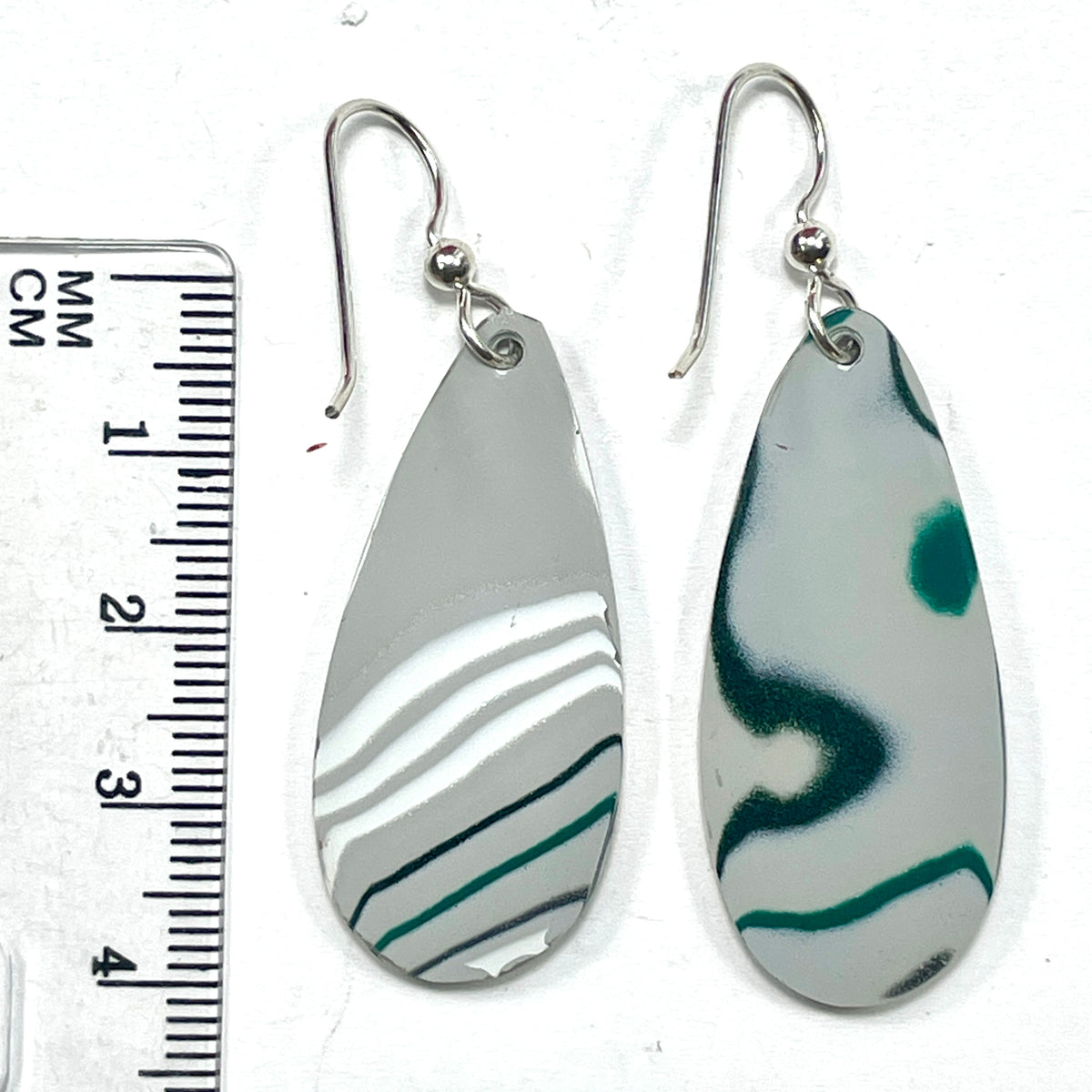 DVH Genuine Ford F150 Fordite Sterling Dangle Earrings 40x17x3mm (6925)