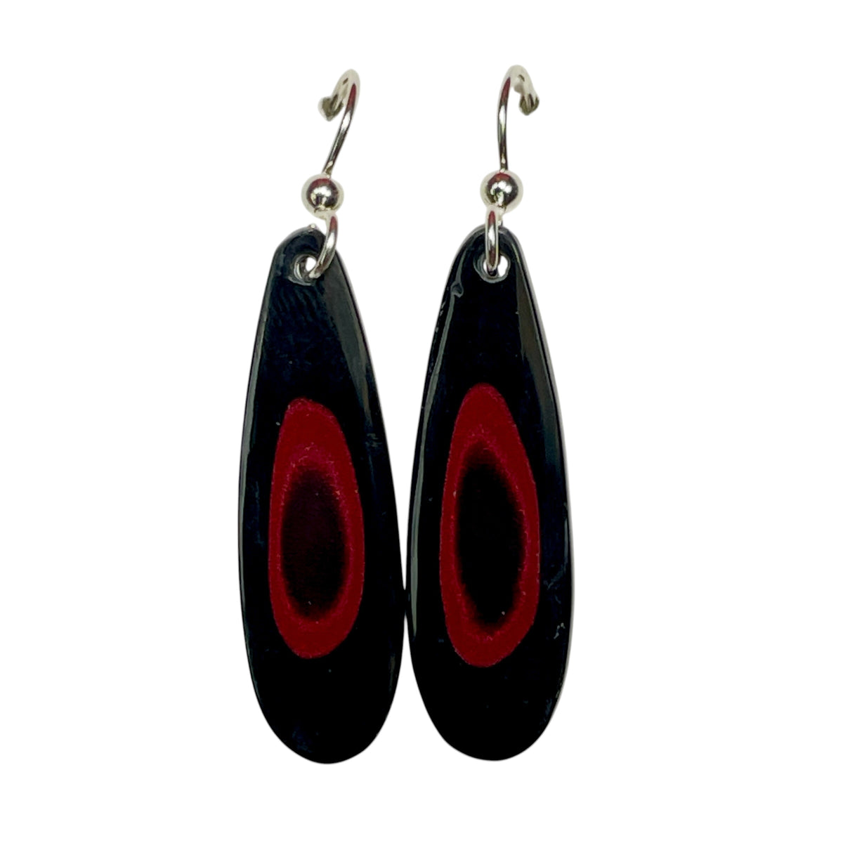 DVH Genuine Ford F150 Fordite Sterling Dangle Earrings 37x12x3mm (6953)