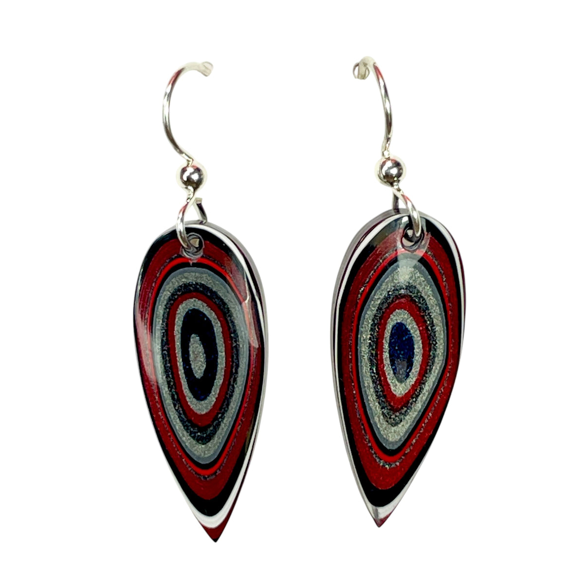 DVH Genuine Ford F150 Fordite Sterling Dangle Earrings 30x13x4mm (6954)
