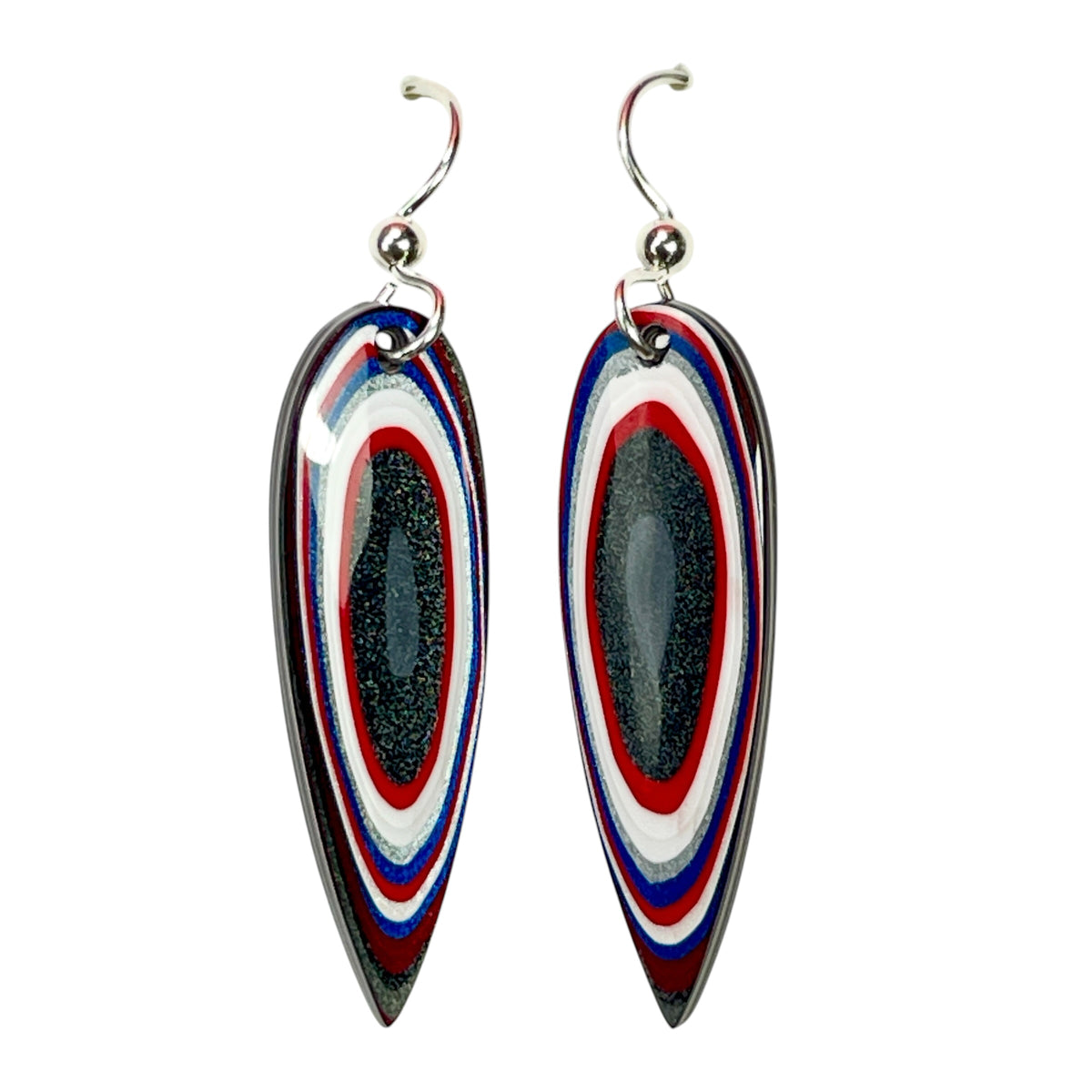 DVH Genuine Ford F150 Fordite Sterling Dangle Earrings 38x12x4mm40x10x3mm (6955)