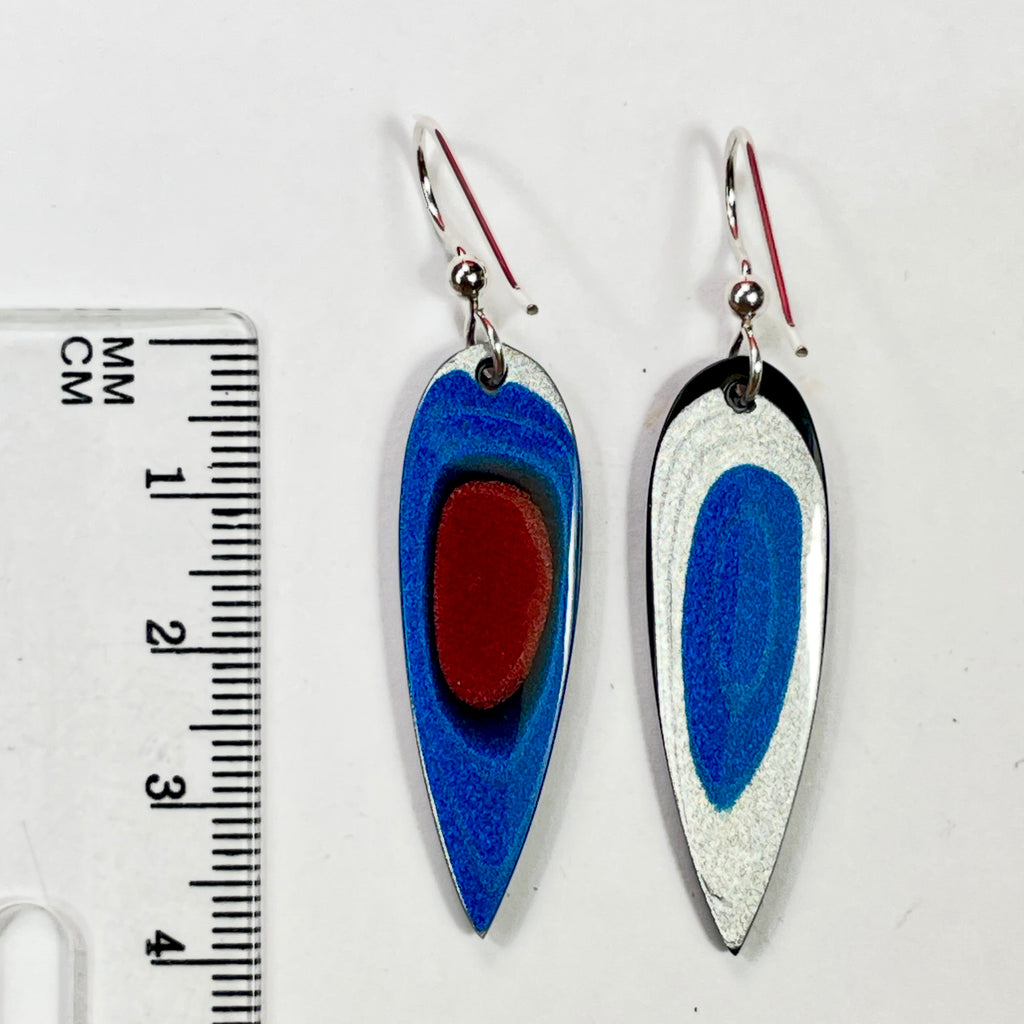 DVH Genuine Ford F150 Fordite Sterling Dangle Earrings 38x12x4mm40x10x3mm (6955)