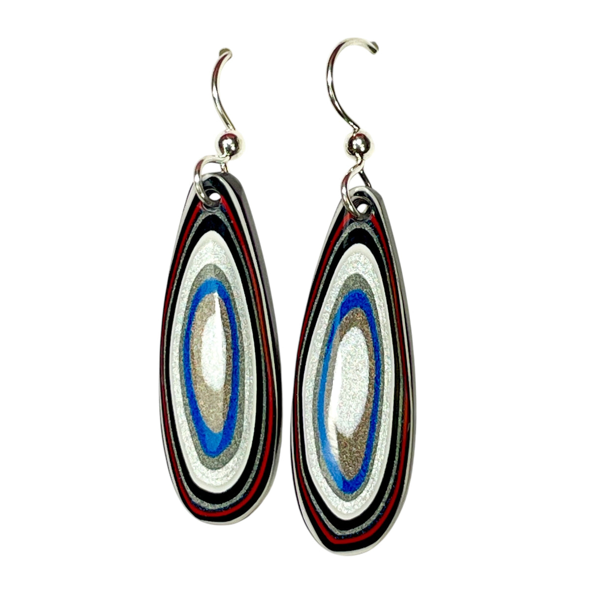 DVH Genuine Ford F150 Fordite Sterling Dangle Earrings 33x12x3mm (6957)