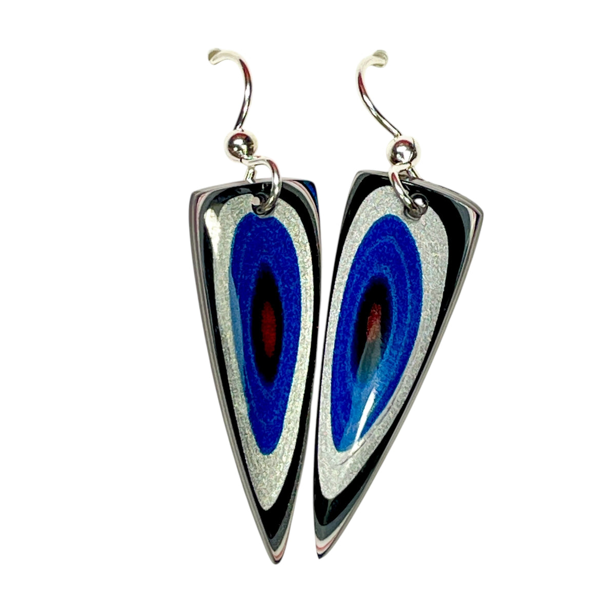 DVH Genuine Ford F150 Fordite Sterling Dangle Earrings 33x12x3mm (6958)