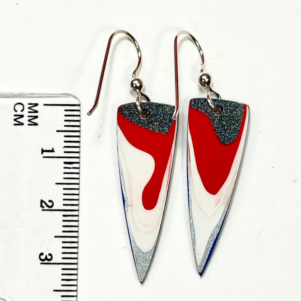 DVH Genuine Ford F150 Fordite Sterling Dangle Earrings 33x12x3mm (6958)