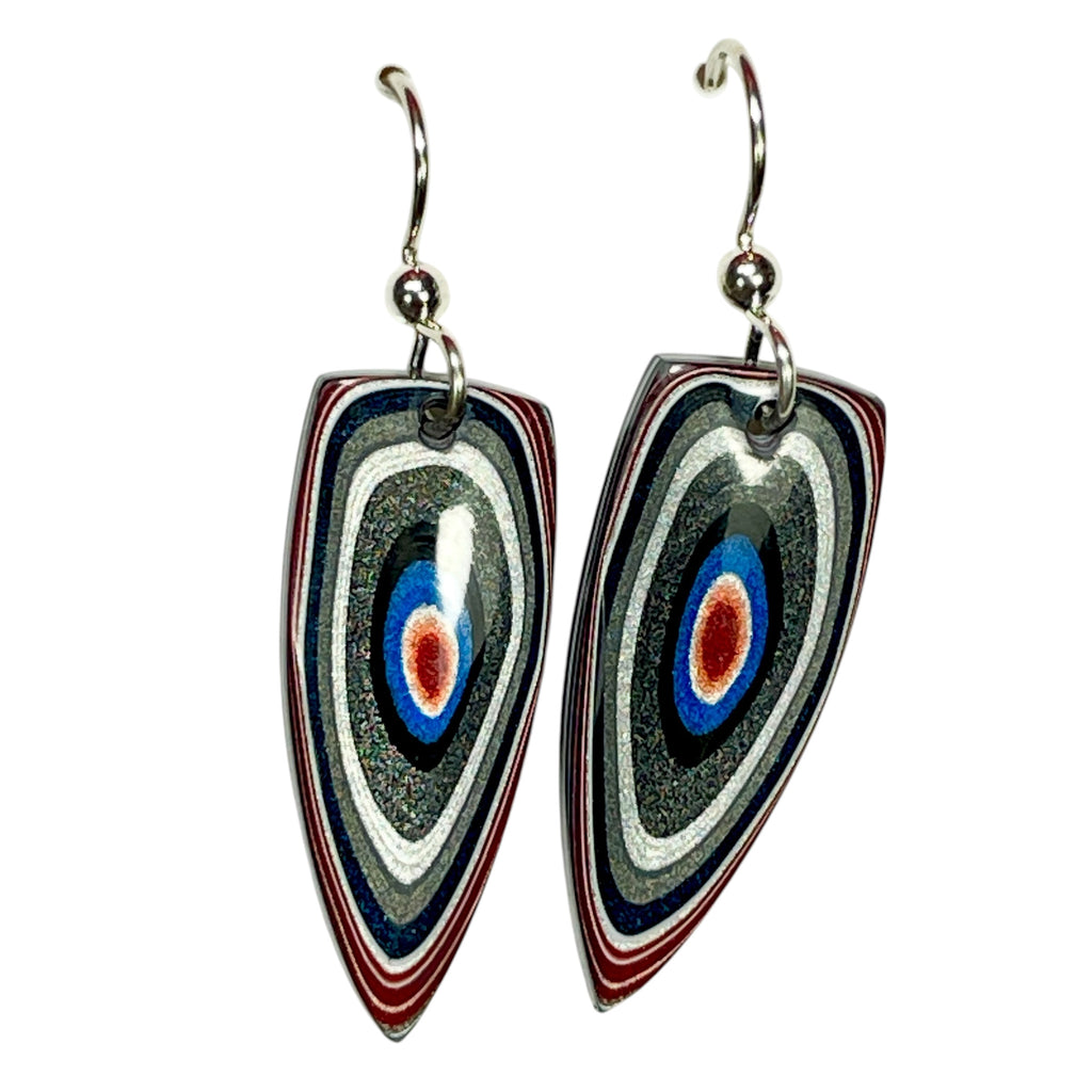 DVH Genuine Ford F150 Fordite Sterling Dangle Earrings 33x12x3mm (6959)