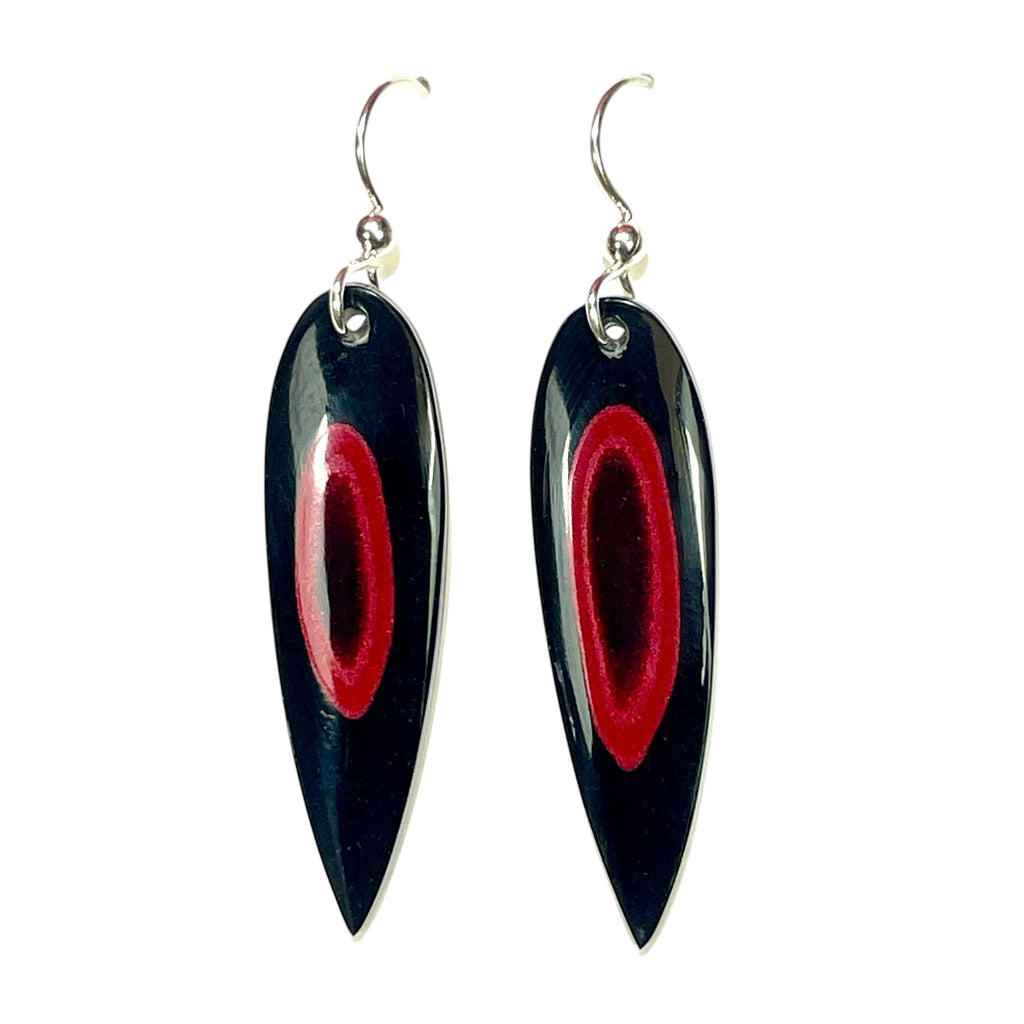DVH Genuine Ford F150 Fordite Sterling Dangle Earrings 33x12x3mm (6960)