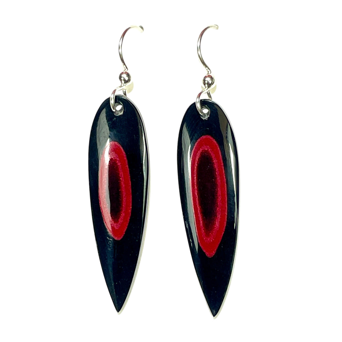 DVH Genuine Ford F150 Fordite Sterling Dangle Earrings 33x12x3mm (6960)