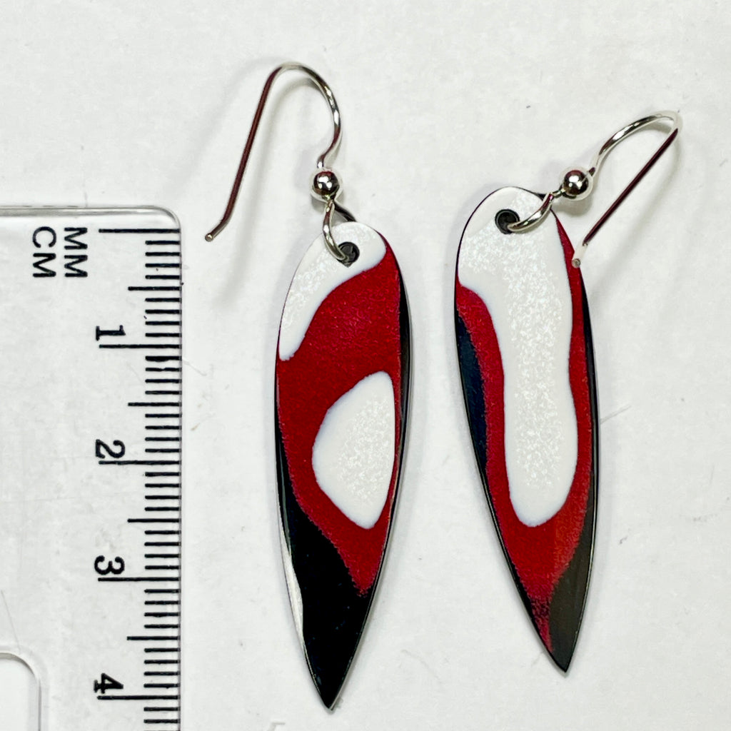 DVH Genuine Ford F150 Fordite Sterling Dangle Earrings 33x12x3mm (6960)