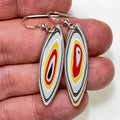 DVH Genuine Ford F150 Fordite Sterling Dangle Earrings 33x12x3mm (6961)