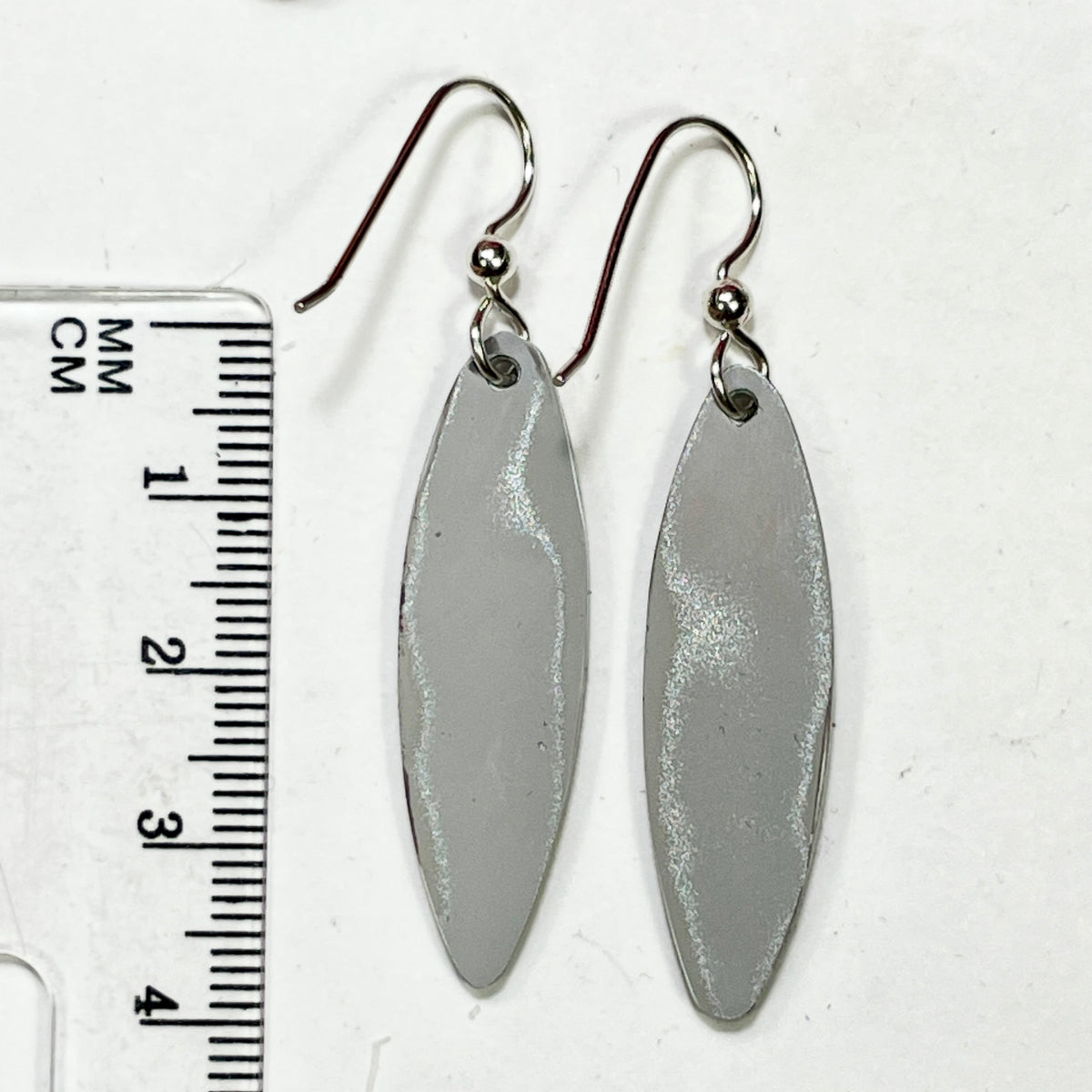 DVH Genuine Ford F150 Fordite Sterling Dangle Earrings 33x12x3mm (6961)