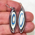 DVH Genuine Ford F150 Fordite Sterling Dangle Earrings 33x12x3mm (6962)