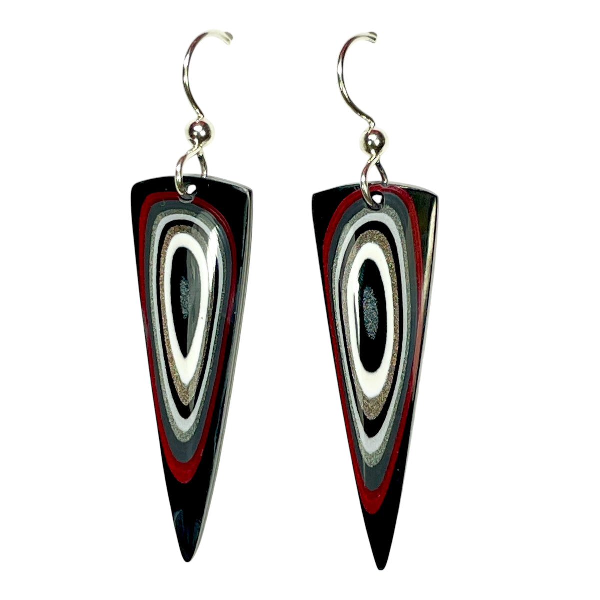 DVH Genuine Ford F150 Fordite Sterling Dangle Earrings 33x12x3mm (6963)