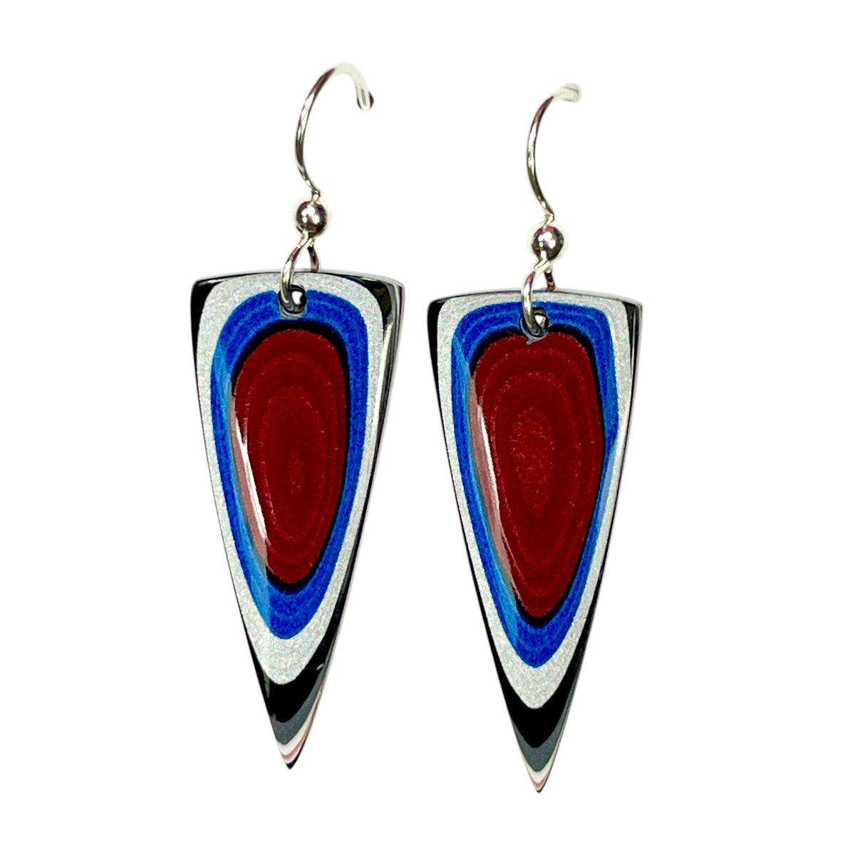 DVH Genuine Ford F150 Fordite Sterling Dangle Earrings 33x12x3mm (6964)