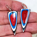 DVH Genuine Ford F150 Fordite Sterling Dangle Earrings 33x12x3mm (6964)