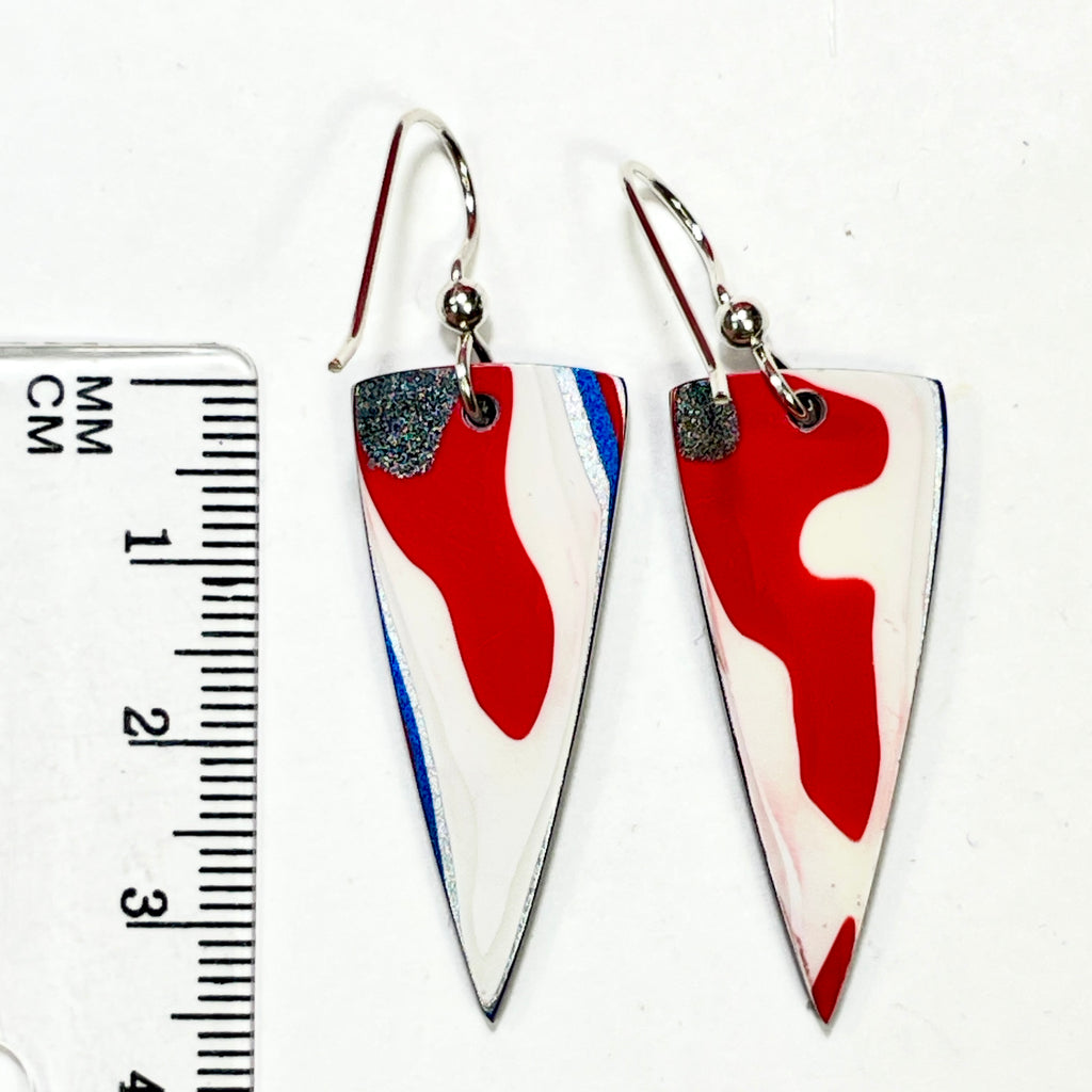 DVH Genuine Ford F150 Fordite Sterling Dangle Earrings 33x12x3mm (6964)