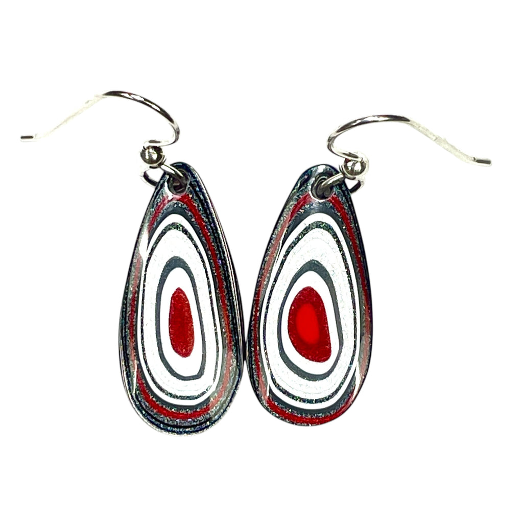 DVH Genuine Ford F150 Fordite Sterling Dangle Earrings 26x12x3mm (6965)
