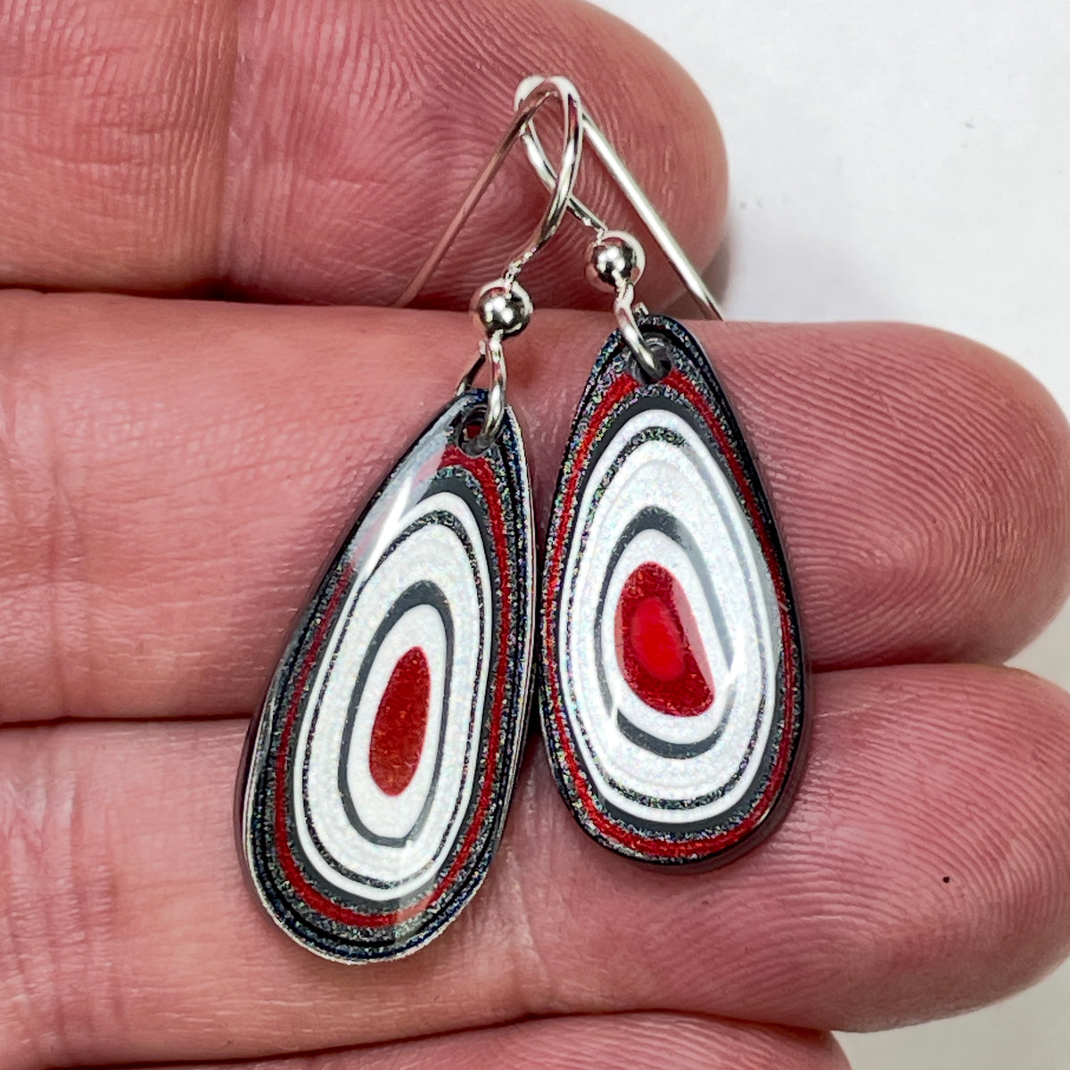 DVH Genuine Ford F150 Fordite Sterling Dangle Earrings 26x12x3mm (6965)