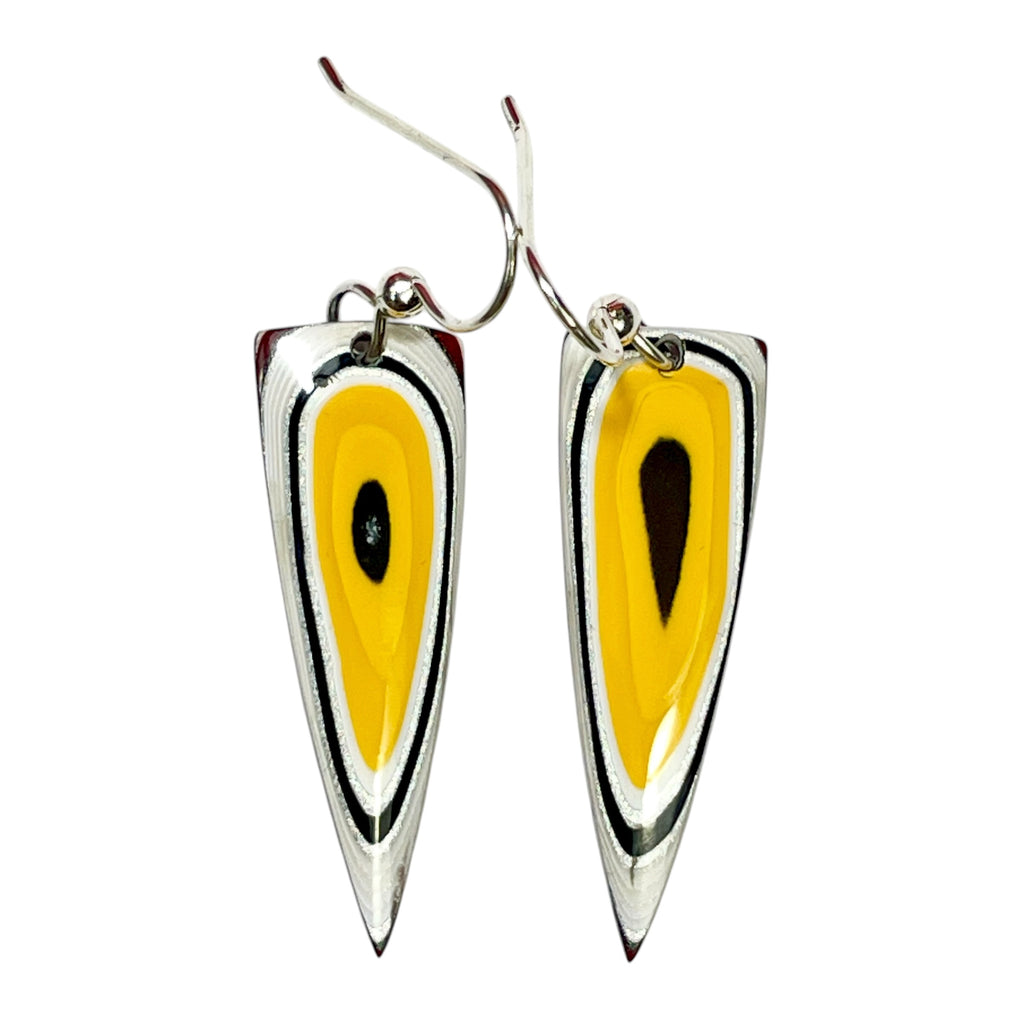 DVH Genuine Ford F150 Fordite Sterling Dangle Earrings 36x12x3mm (6966)
