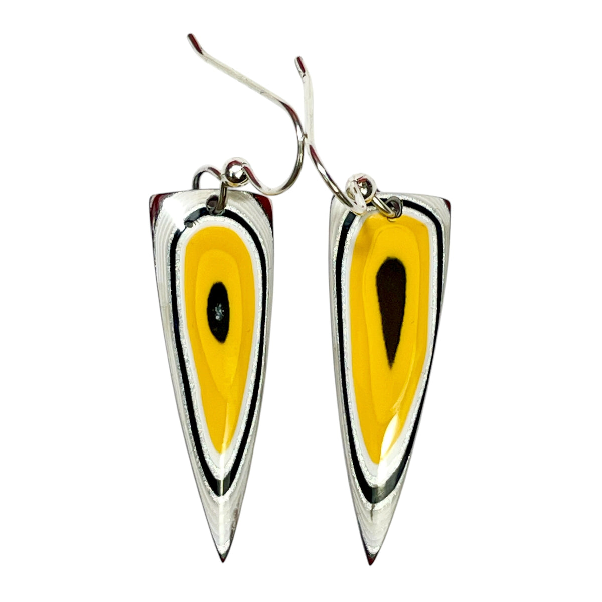 DVH Genuine Ford F150 Fordite Sterling Dangle Earrings 36x12x3mm (6966)