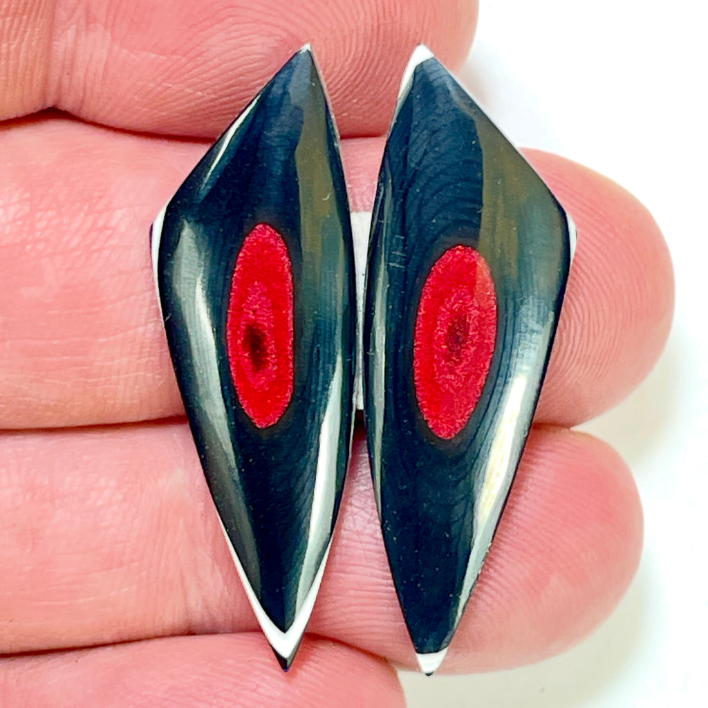 DVH Genuine Ford F150 Fordite Matched Pair of Cabochons 38x12x3mm (6967)