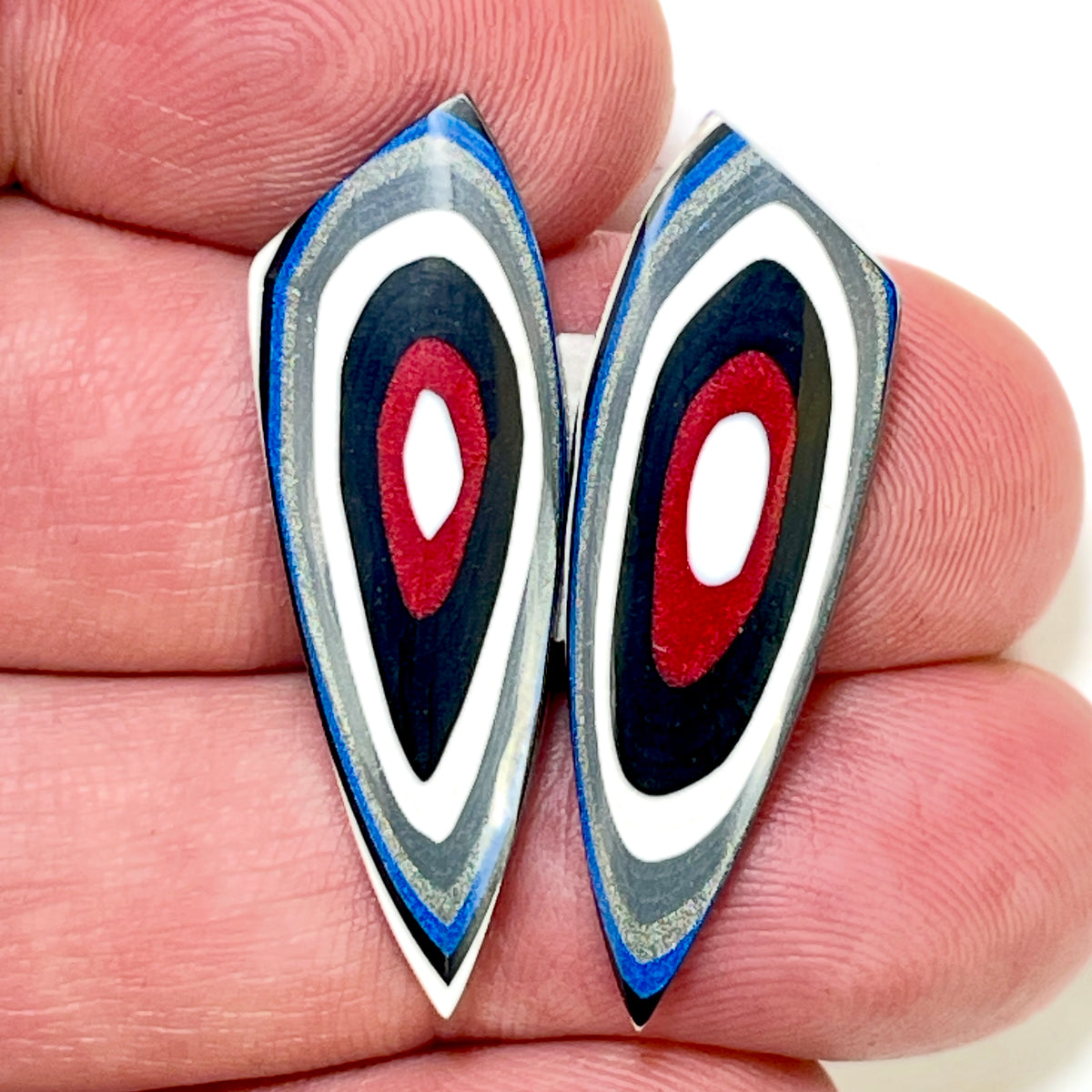 DVH Genuine Ford F150 Fordite Matched Pair of Cabochons 36x12x3mm (6968)