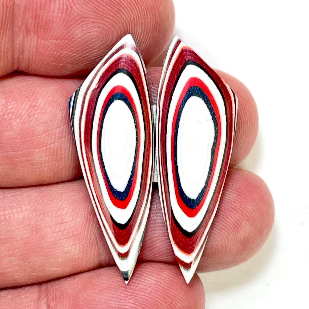 DVH Genuine Ford F150 Fordite Matched Pair of Cabochons 39x12x3mm (6969)