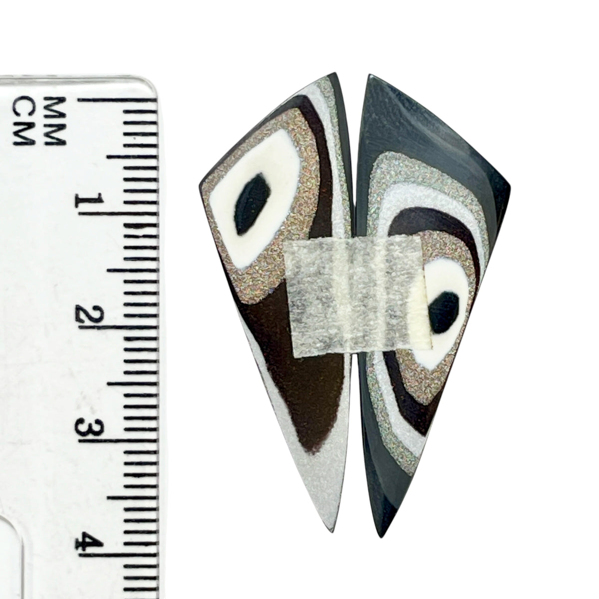 DVH Genuine Ford F150 Fordite Matched Pair of Cabochons 40x12x3mm (6970)