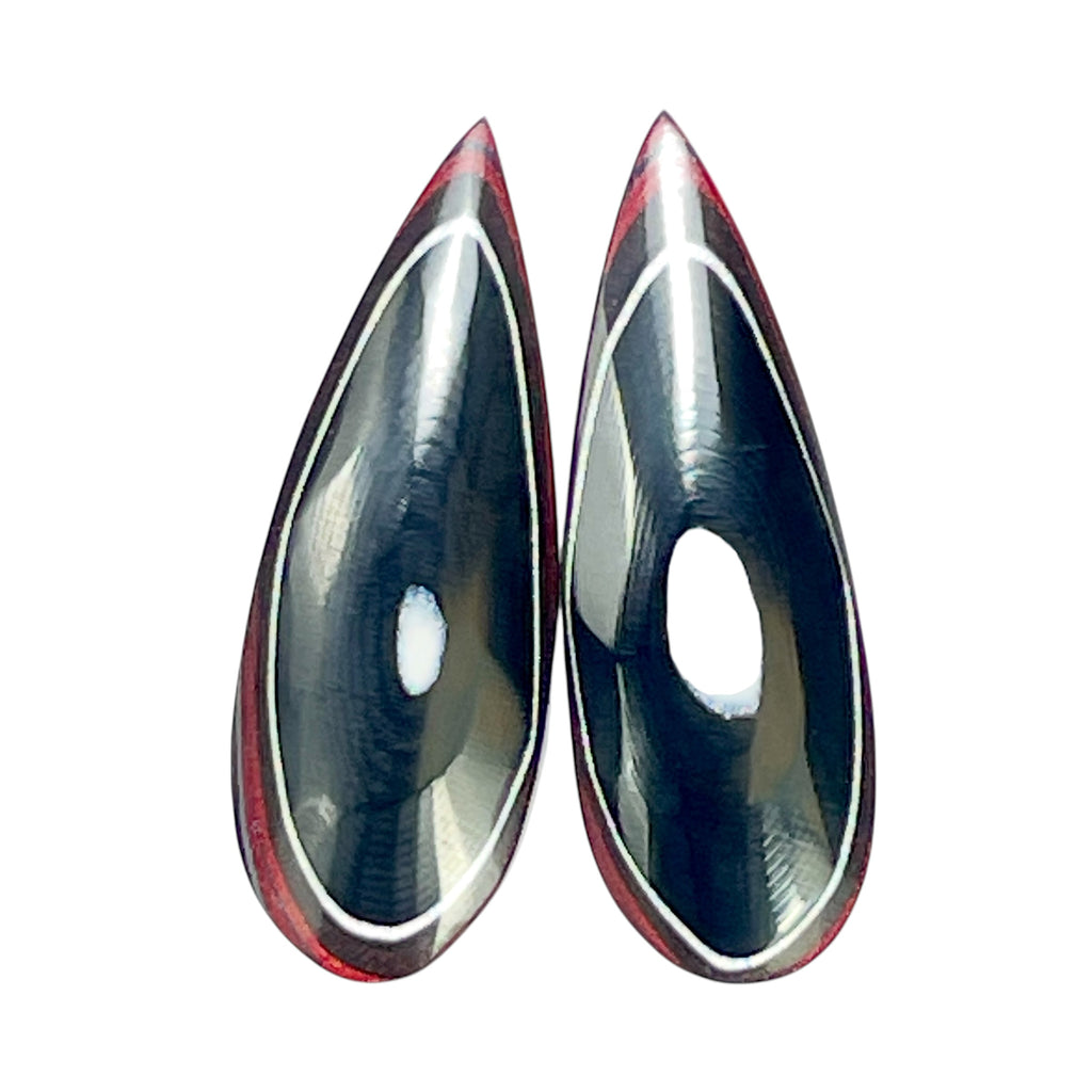 DVH Genuine Ford F150 Fordite Matched Pair of Cabochons 30x11x5mm (6971)