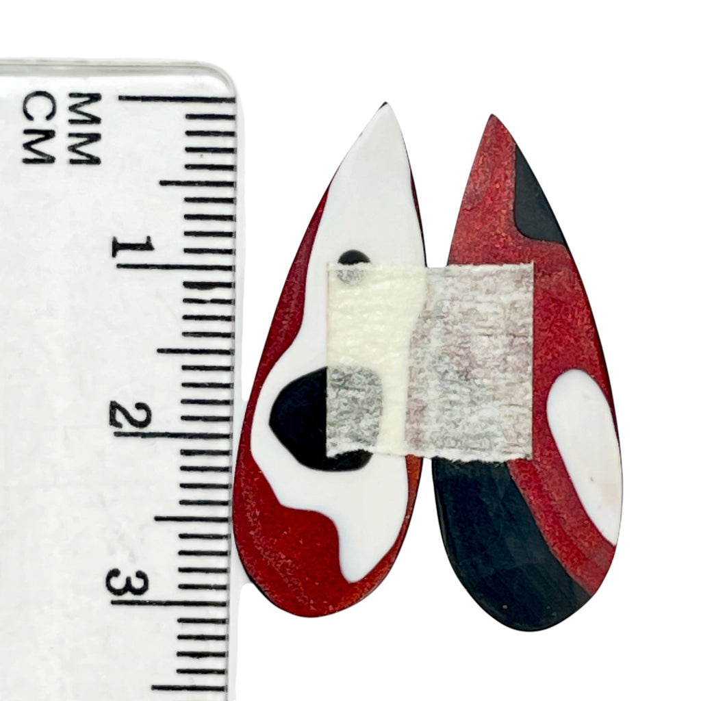 DVH Genuine Ford F150 Fordite Matched Pair of Cabochons 30x11x5mm (6971)