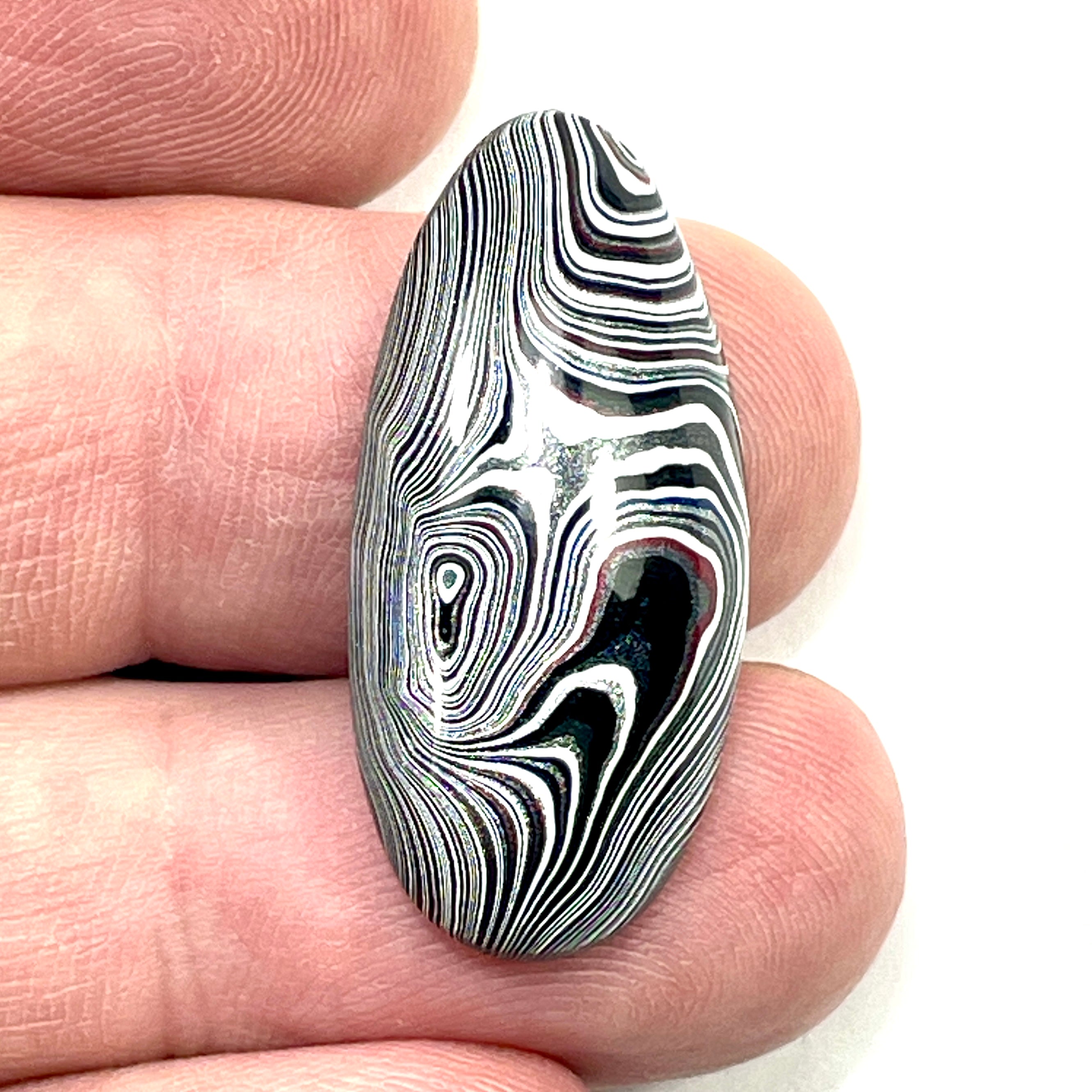 DVH Genuine Michigan Fordite Cabochon High Dome Lustre MOPAR 32x15x6mm (6070) - DVHdesigns