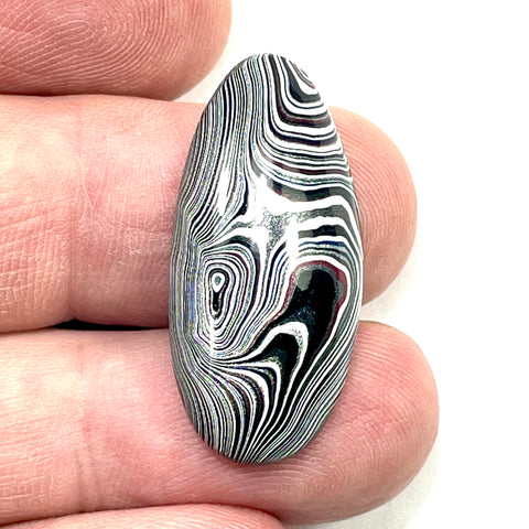 DVH Genuine Michigan Fordite Cabochon High Dome Lustre MOPAR 32x15x6mm (6070)