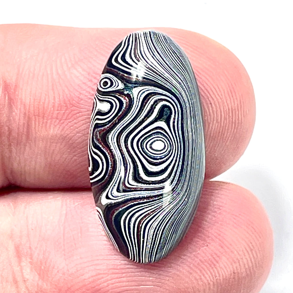 DVH Genuine Michigan Fordite Cabochon High Dome Lustre MOPAR 25x13x6mm (6078)