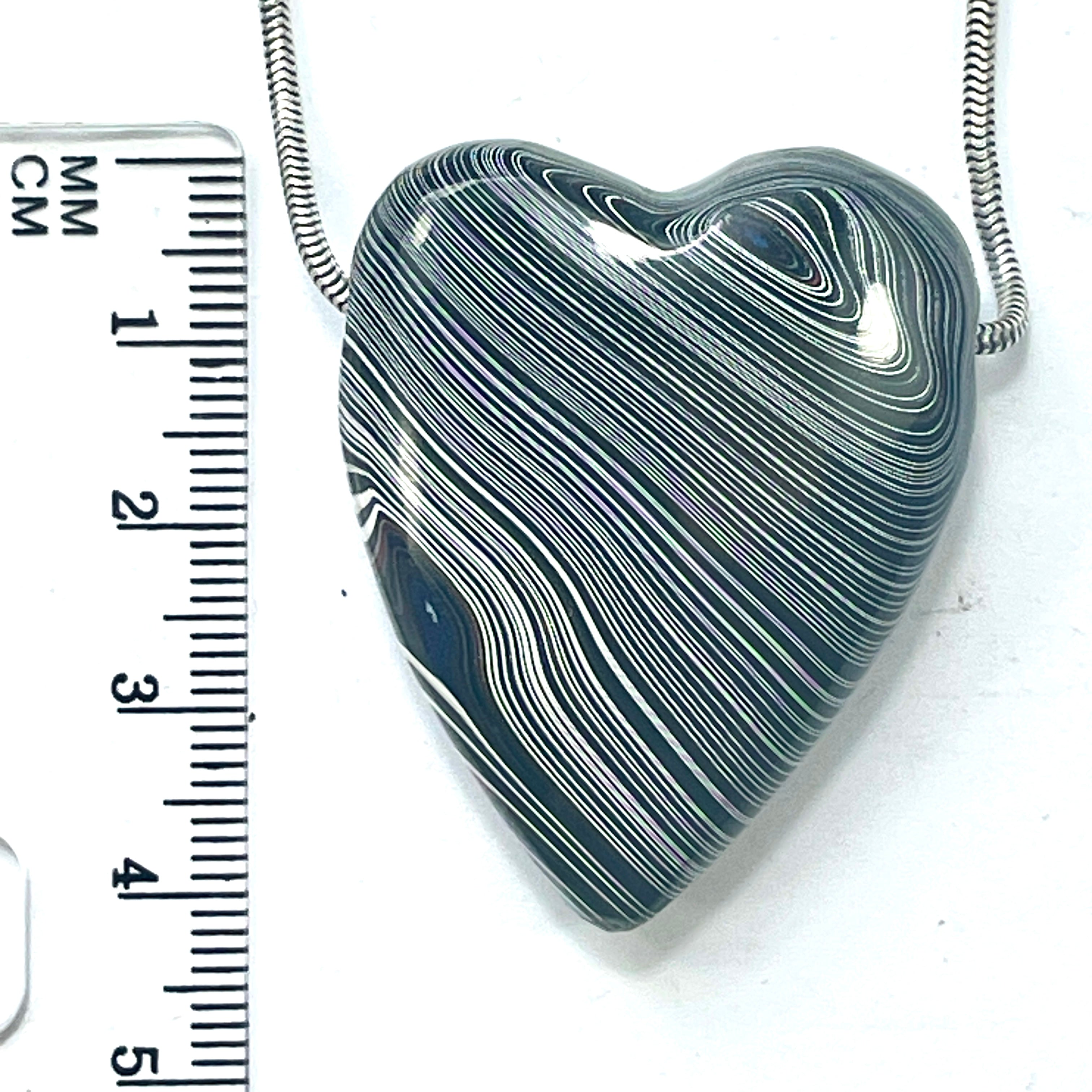 DVH Genuine Michigan MOPAR Fordite Heart Bead Pendant 41x34x14mm (6342) - DVHdesigns