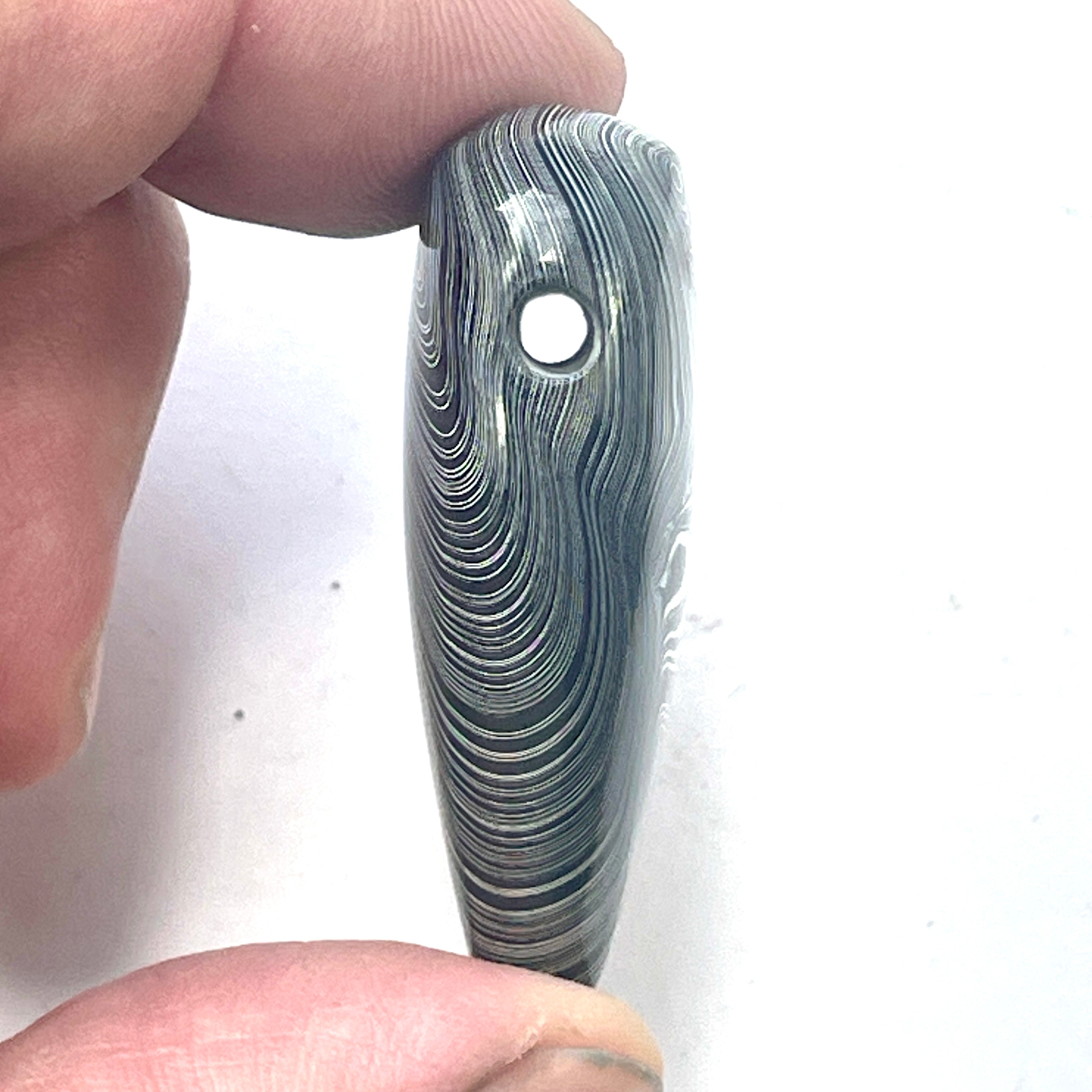 DVH Genuine Michigan MOPAR Fordite Heart Bead Pendant 41x34x14mm (6342) - DVHdesigns