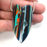 DVH Fordite Surf Board Surfite Stone Resin Heart Bead Pendant 60x33x10mm (5660)