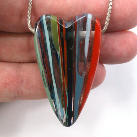 DVH Fordite Surf Board Surfite Stone Resin Heart Bead Pendant 53x31x9mm (5661)