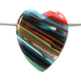 DVH Fordite Surf Board Surfite Stone Resin Heart Bead Pendant 39x33x10mm (5662)