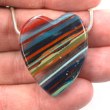 DVH Fordite Surf Board Surfite Stone Resin Heart Bead Pendant 39x33x10mm (5662)