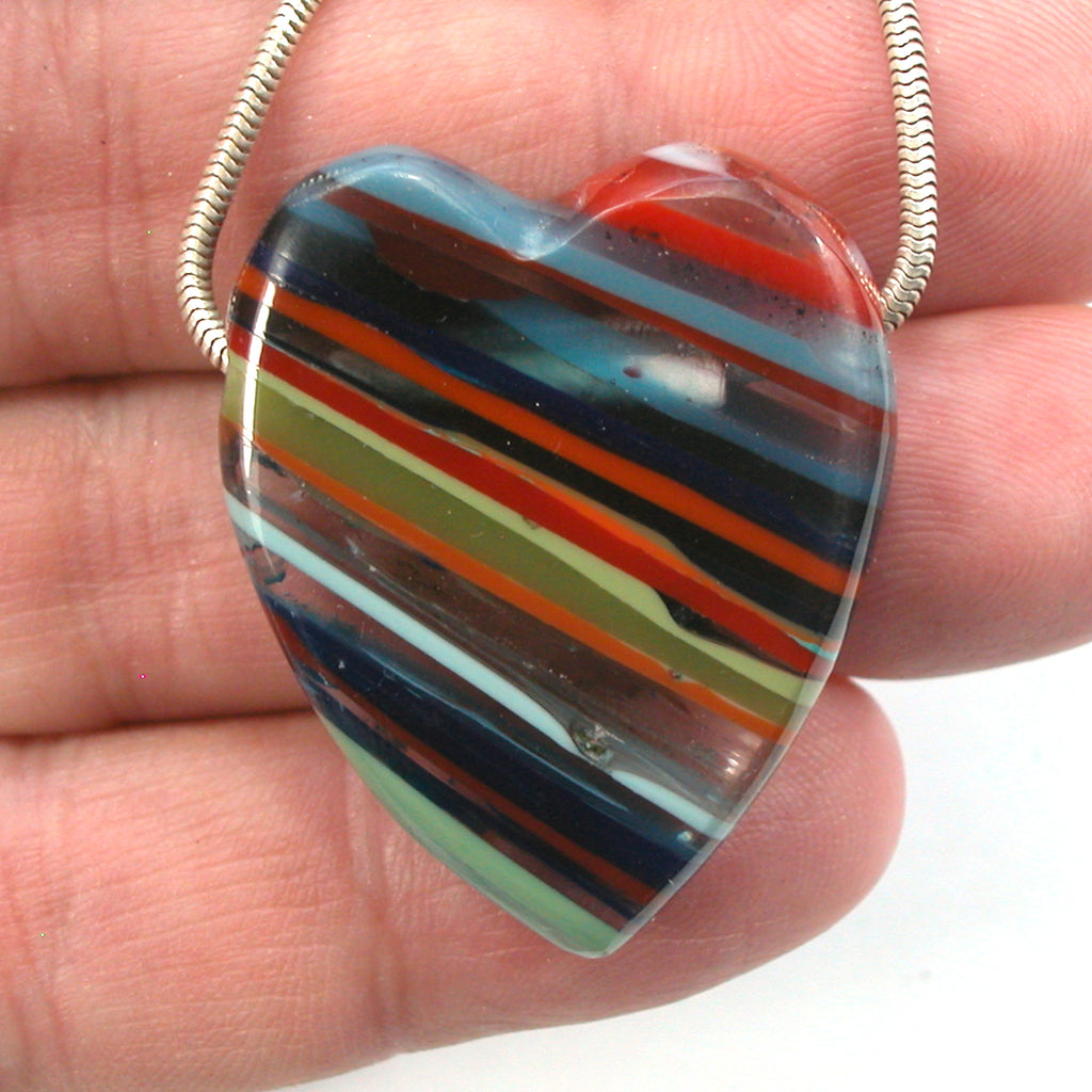 DVH Fordite Surf Board Surfite Stone Resin Heart Bead Pendant 39x33x10mm (5662)