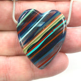 DVH Fordite Surf Board Surfite Stone Resin Heart Bead Pendant 39x32x10mm (5663)