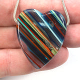 DVH Fordite Surf Board Surfite Stone Resin Heart Bead Pendant 39x32x10mm (5663)