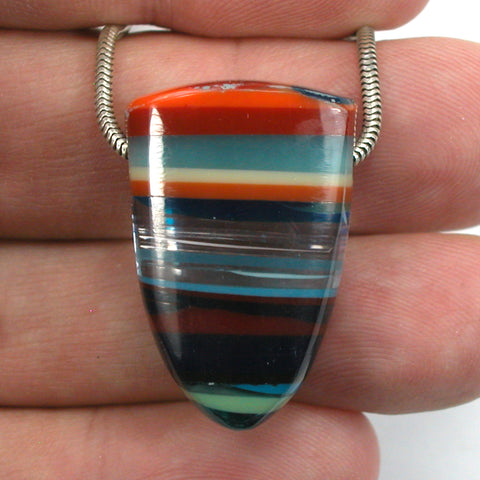 DVH Fordite Surf Board Surfite Stone Resin Shield Bead Pendant 30x20x11mm (5664)