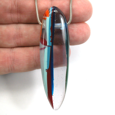 DVH Fordite Surf Board Surfite Stone Resin Bead Pendant 70x20x12mm (5665)