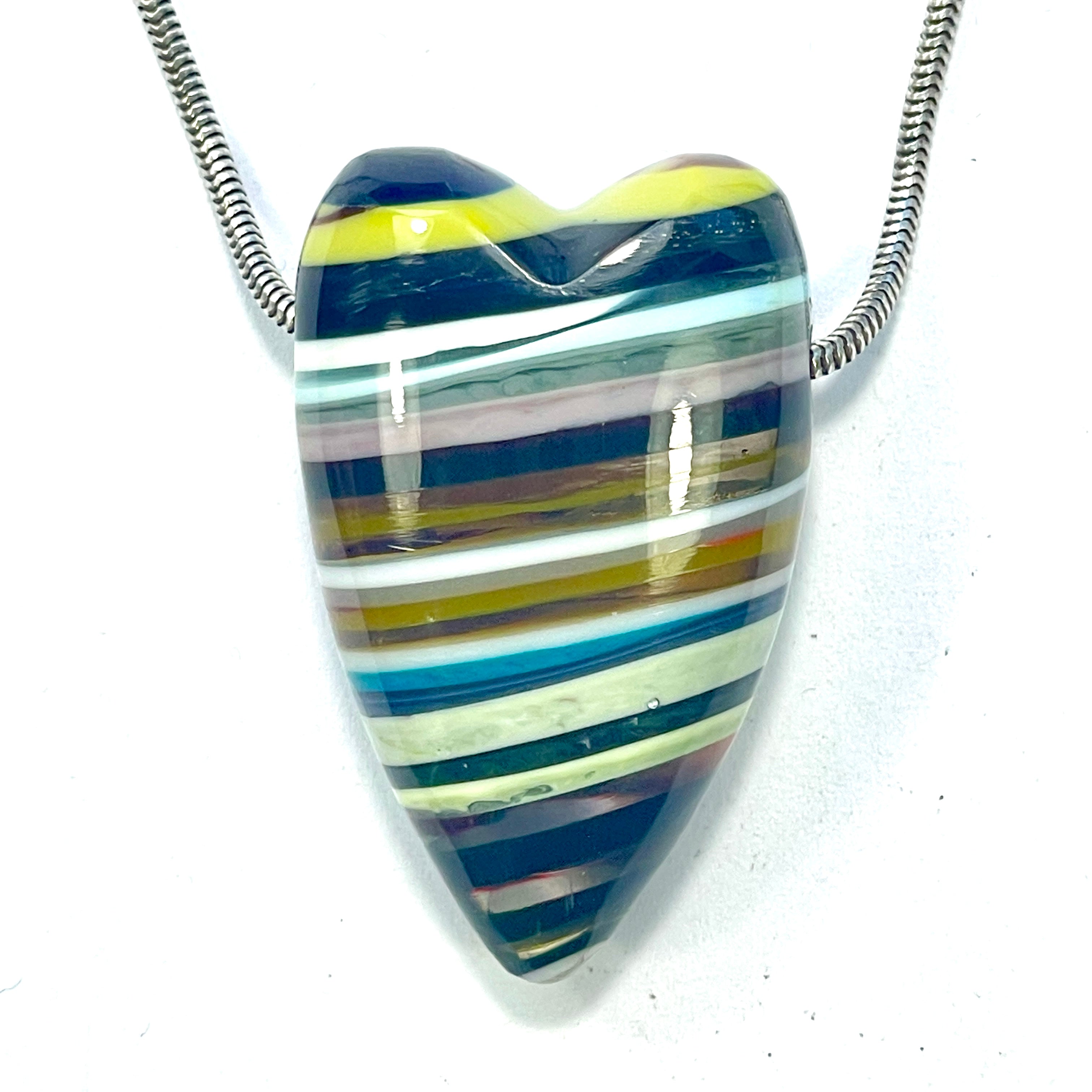 DVH Surfite (Surfboard Resin) Heart Bead Pendant, Fordite-Style 40x24x15mm (6323) - DVHdesigns