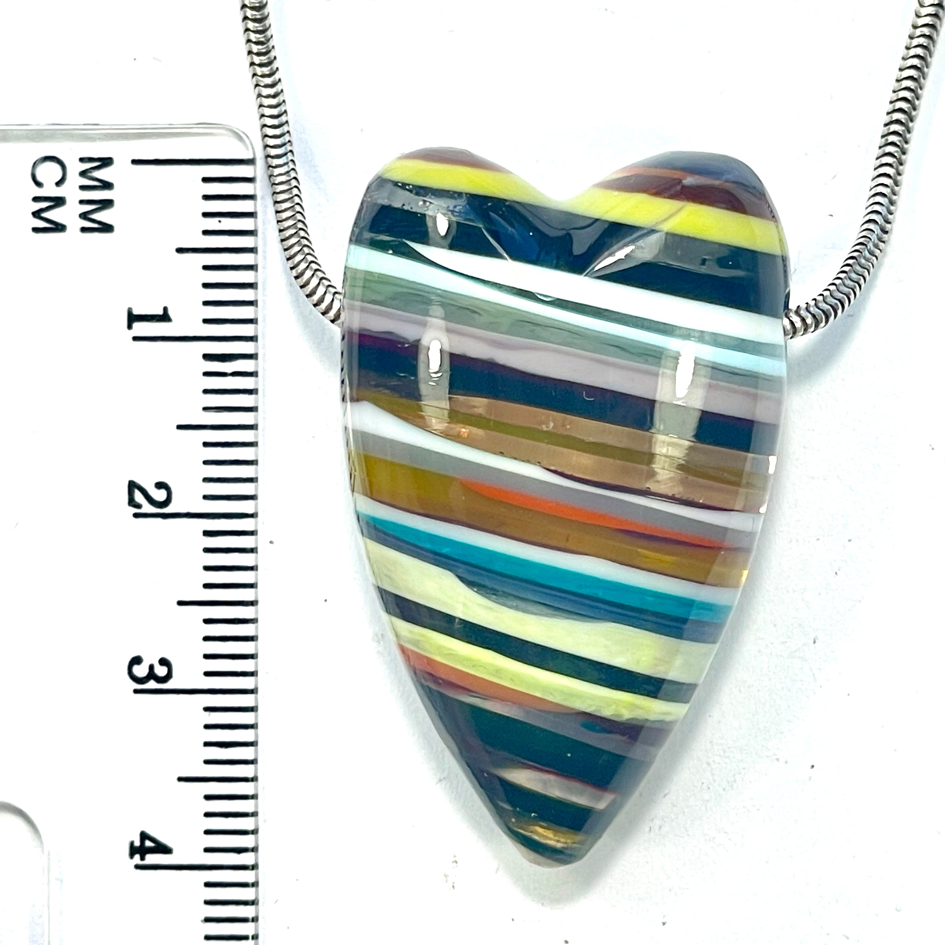 DVH Surfite (Surfboard Resin) Heart Bead Pendant, Fordite-Style 40x24x15mm (6323) - DVHdesigns